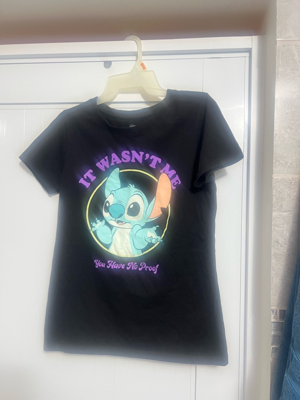 Lilo & Stitch Black Graphic Tee with Neon Accents